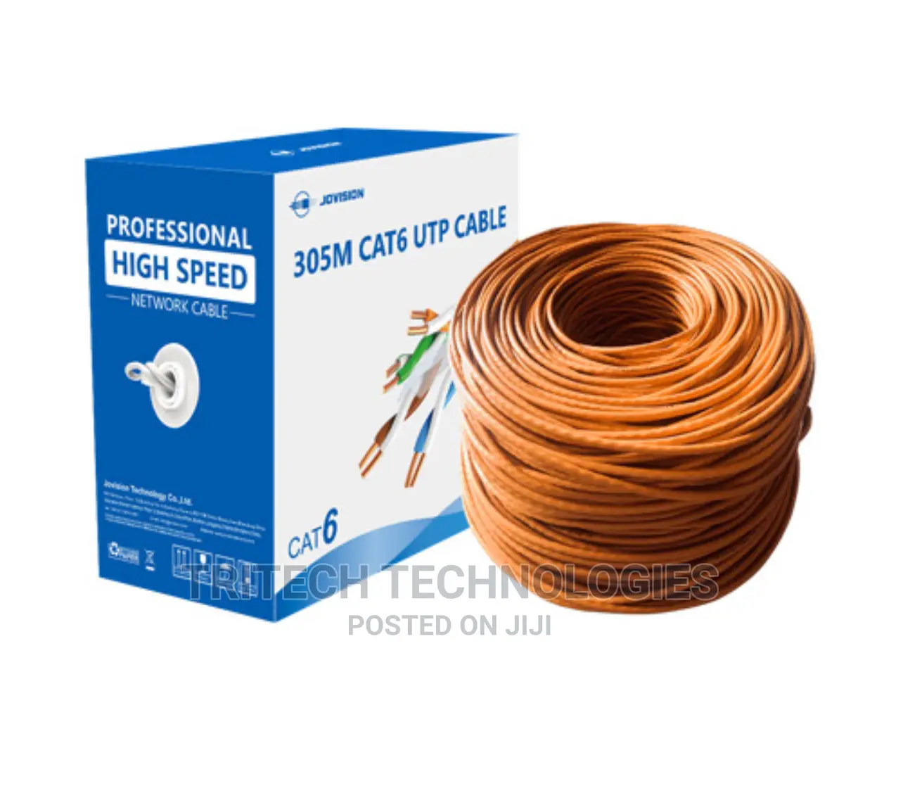 Jovision Cat6 Cable 305M (Orang Color) Cca (Copper Content)