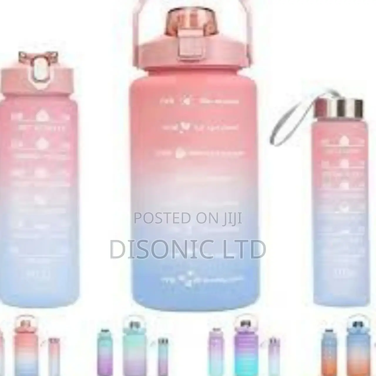 A Set of 3 School Children Drinking Water Bottles