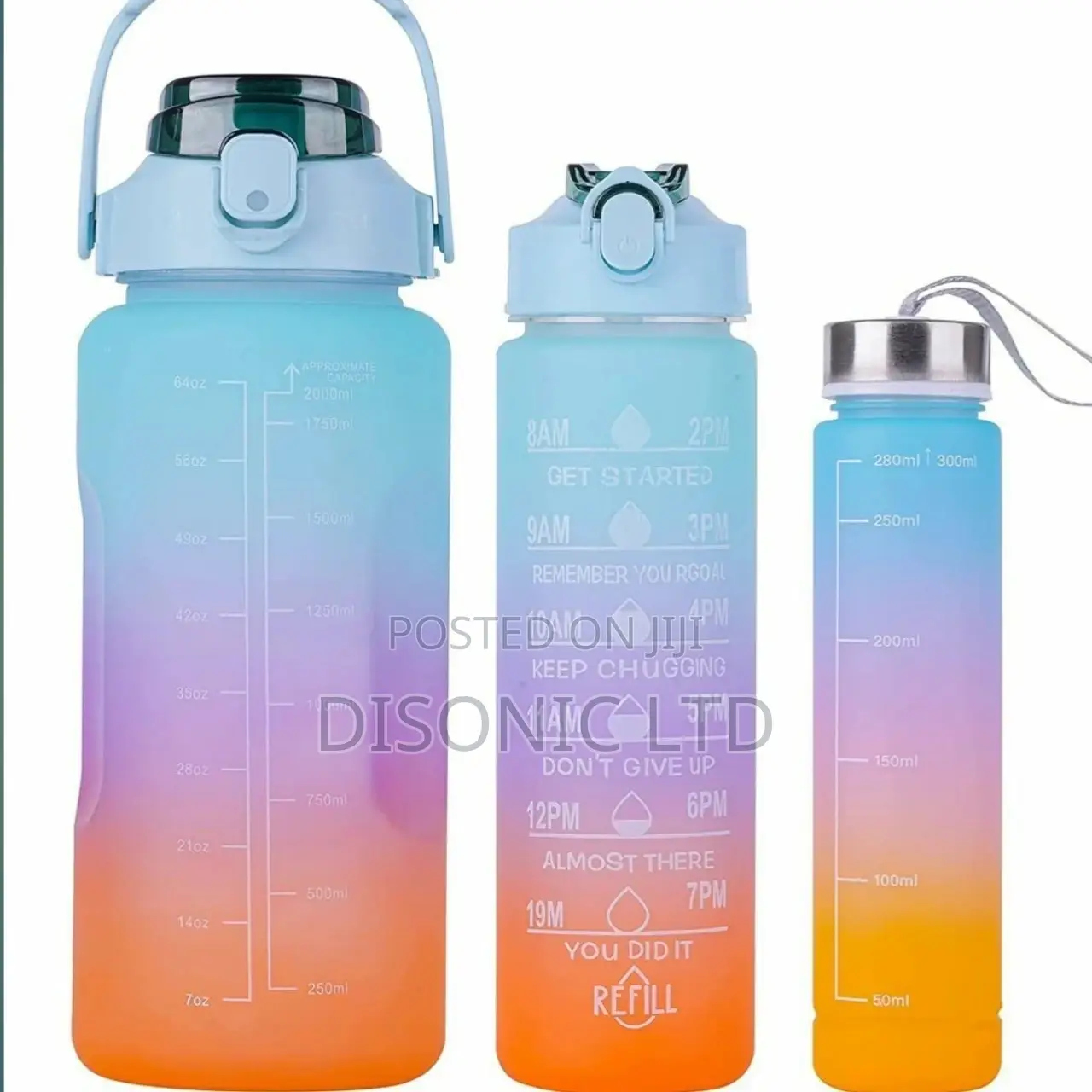 A Set of 3 School Children Drinking Water Bottles