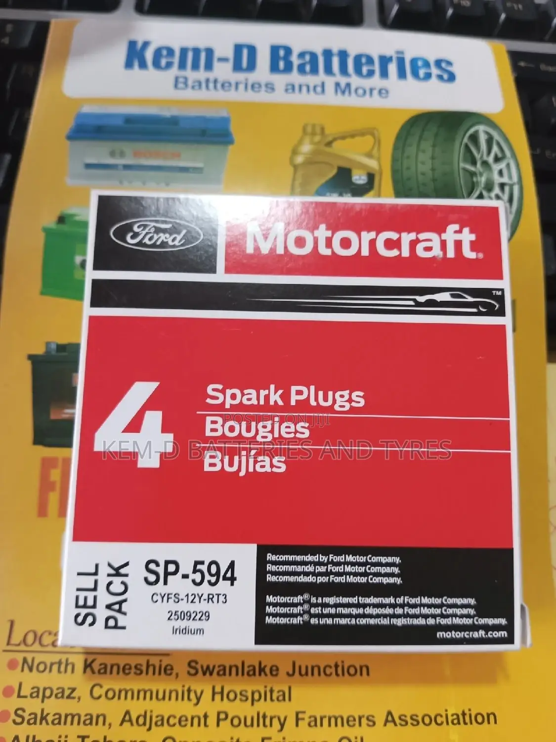 Sp594 Sp-594 Motorcraft Iridium Spark Plugs Cyfs-12-Rt2 F150