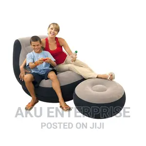 Inflatable Corner Sofa Ultra Lounge and Ottoman Set Free Pump