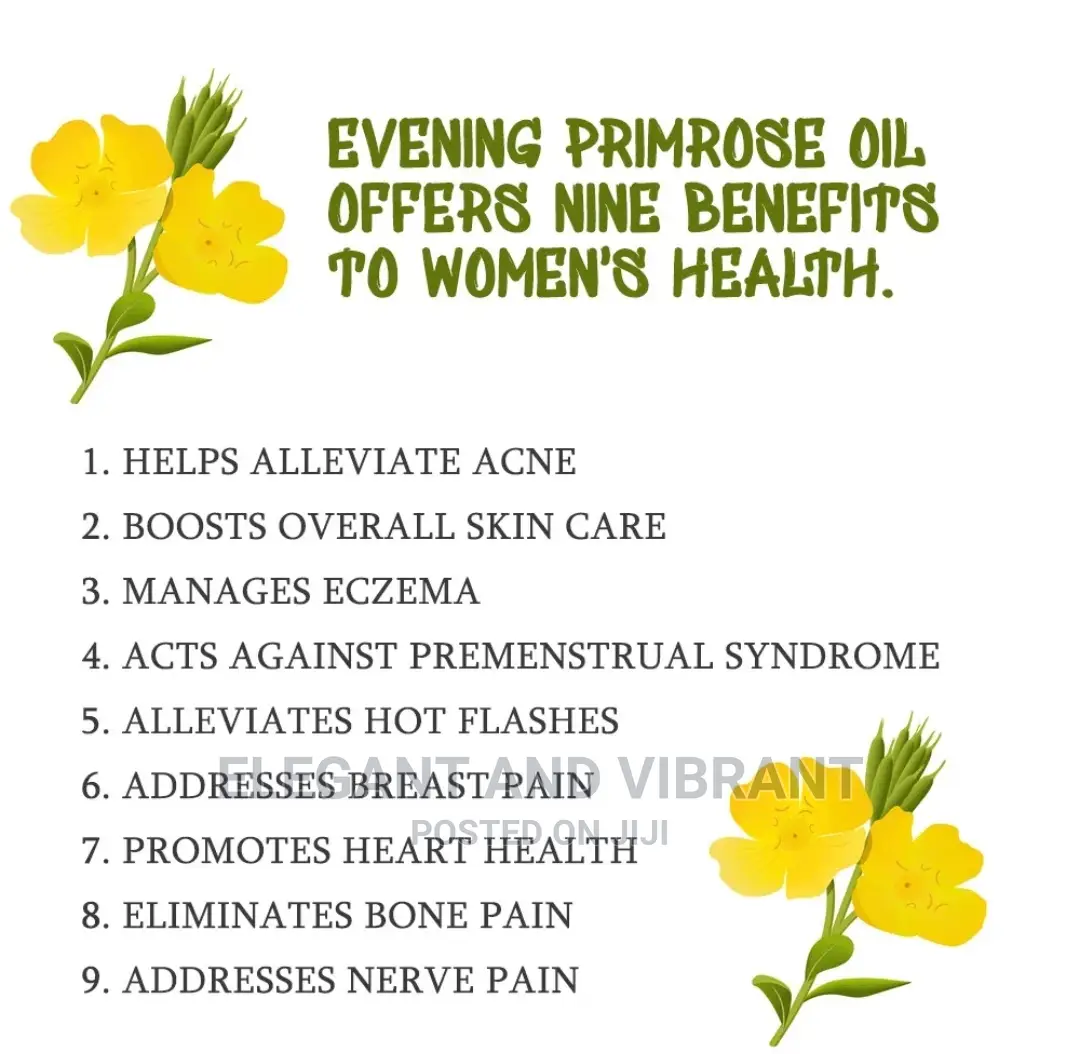 Evening Primrose Oil Softgels 1000mg GLA 9% Skin Heart
