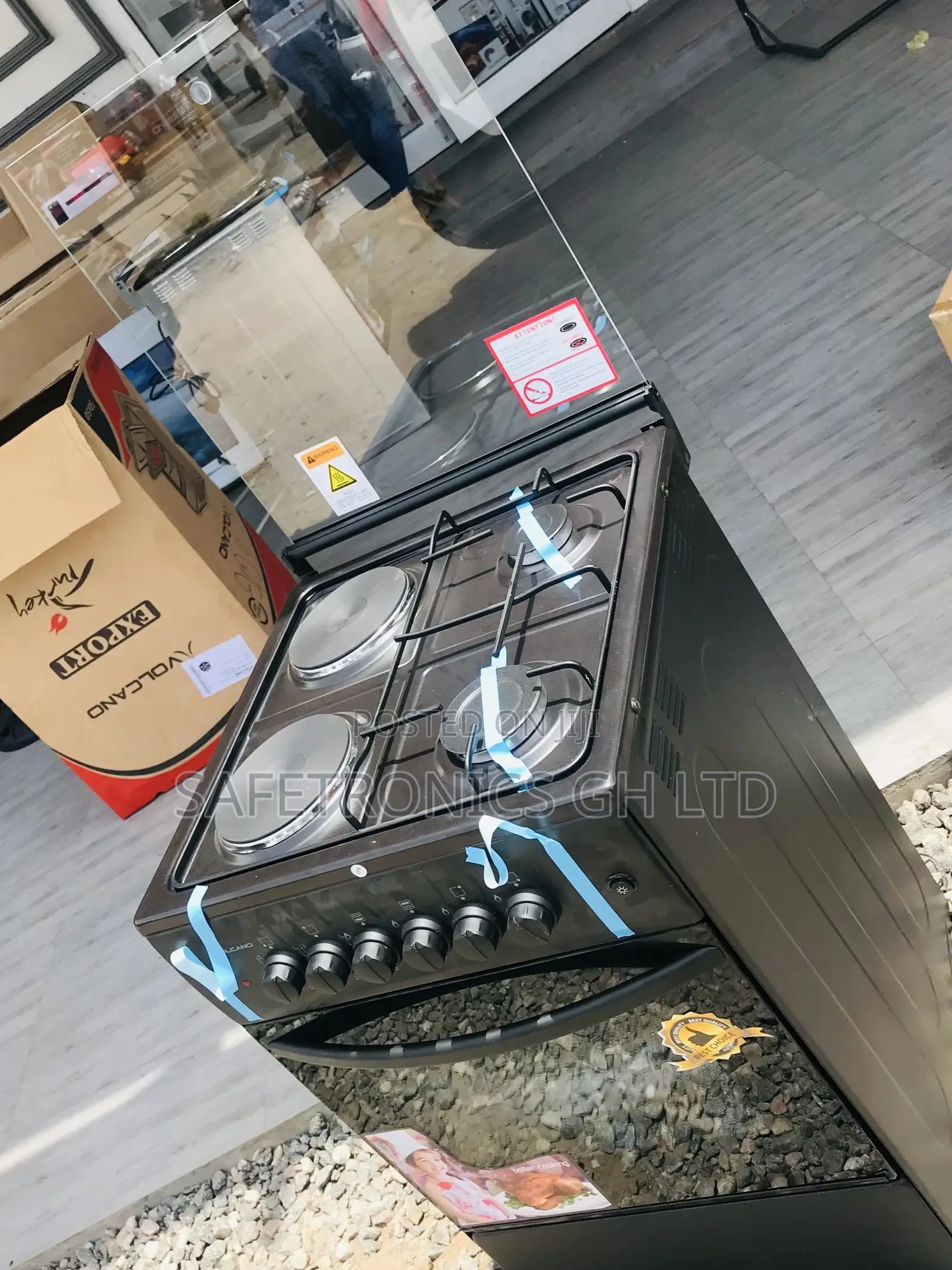 Lasting Volcano 2 Electric Black 3 Gas Burner 50x50 Cooker