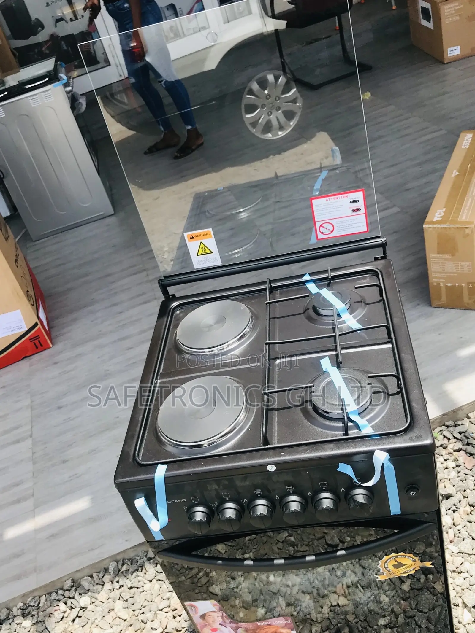 Volcano Black Burner 2 Gas Cooker 2 Electric 50x50 Lastest