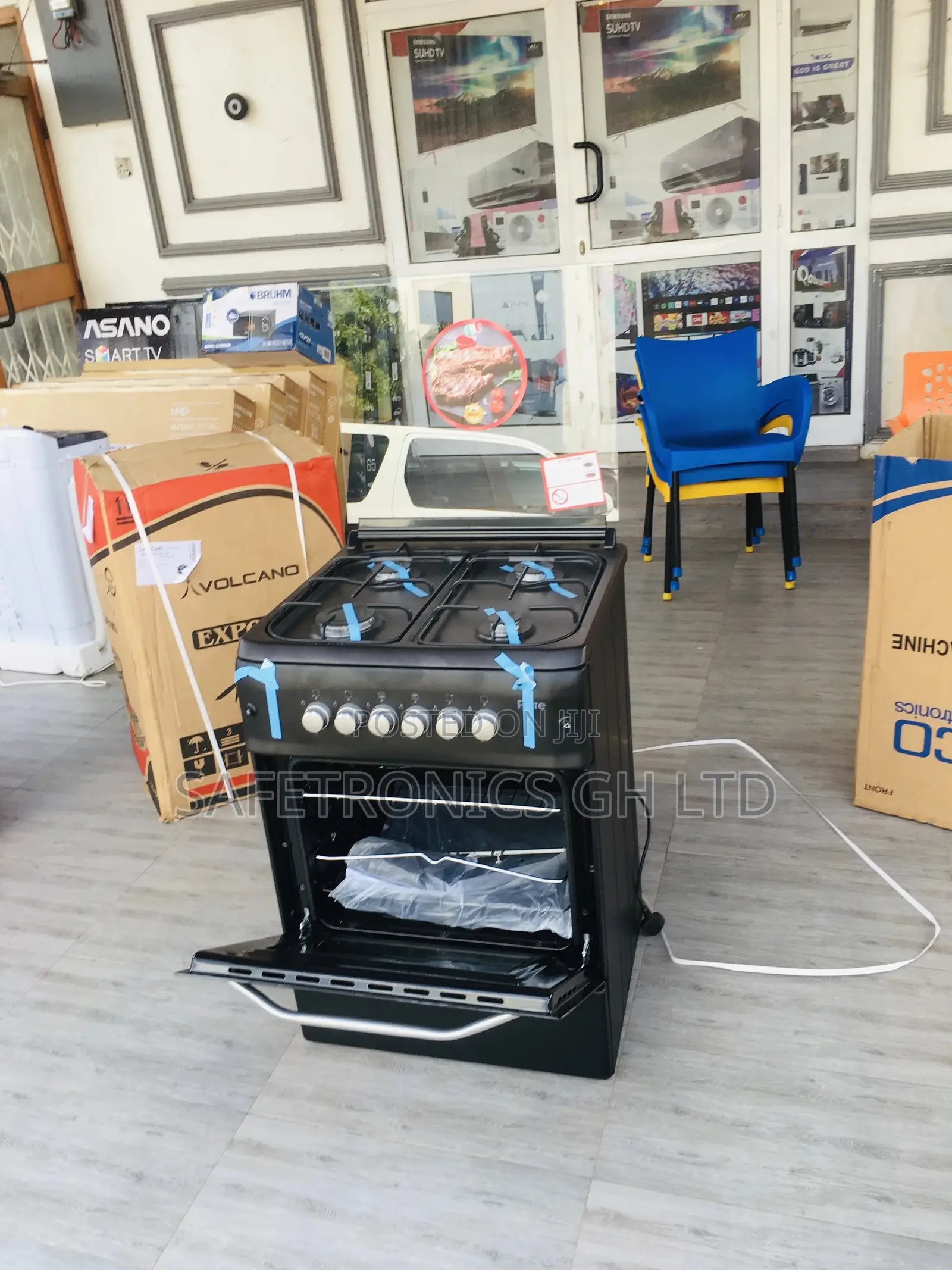 Neat Black 4 Gas Burner Oven With Grill 60x60 Ferre Cooker 