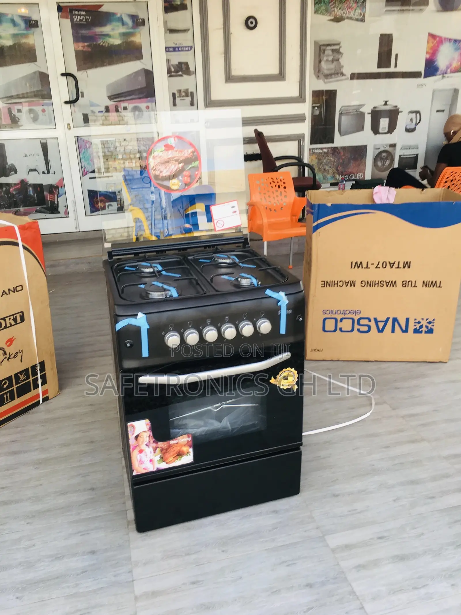 4 Gas Electric Oven With Grill 60x60 Ferre Black Cooner