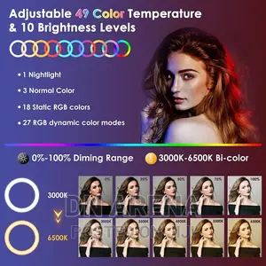 18" RGB Ring Light With Tripod Phone Holder Remote Control