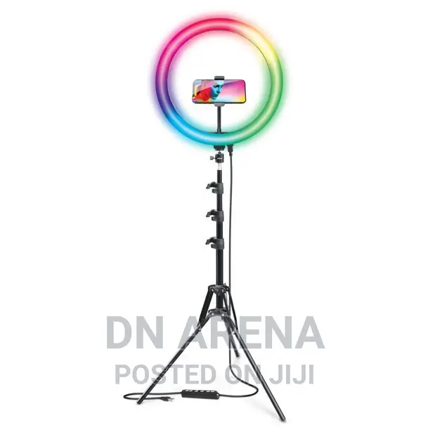 18" RGB Ring Light With Tripod Phone Holder Remote Control