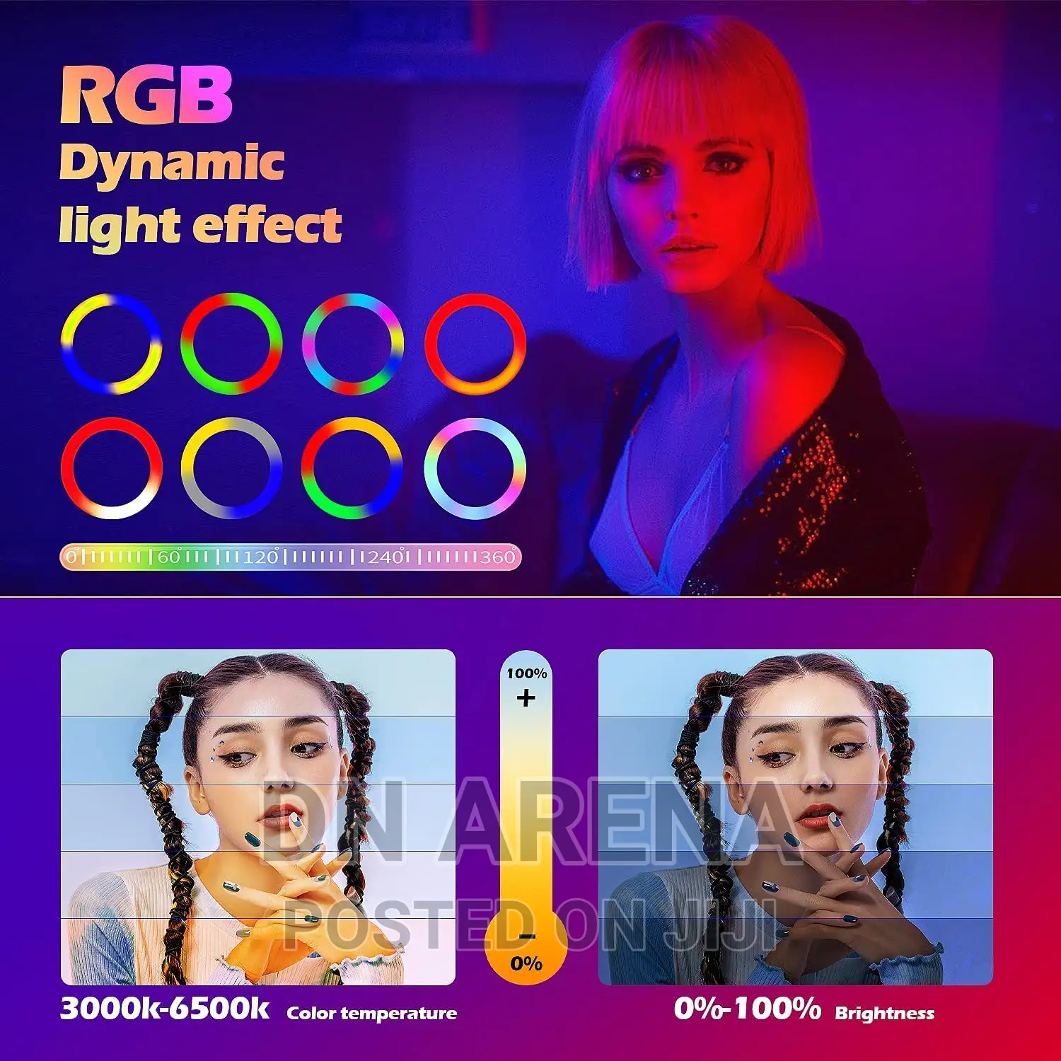 18" RGB Ring Light With Tripod Phone Holder Remote Control