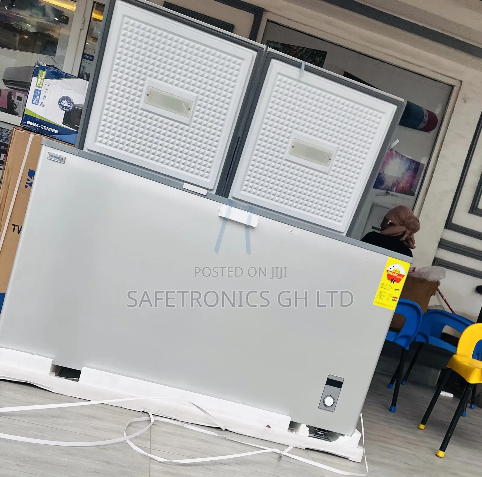 Gray Chestfreezer Doubledoor Nas-500fl-Dd Electric 425 Liter