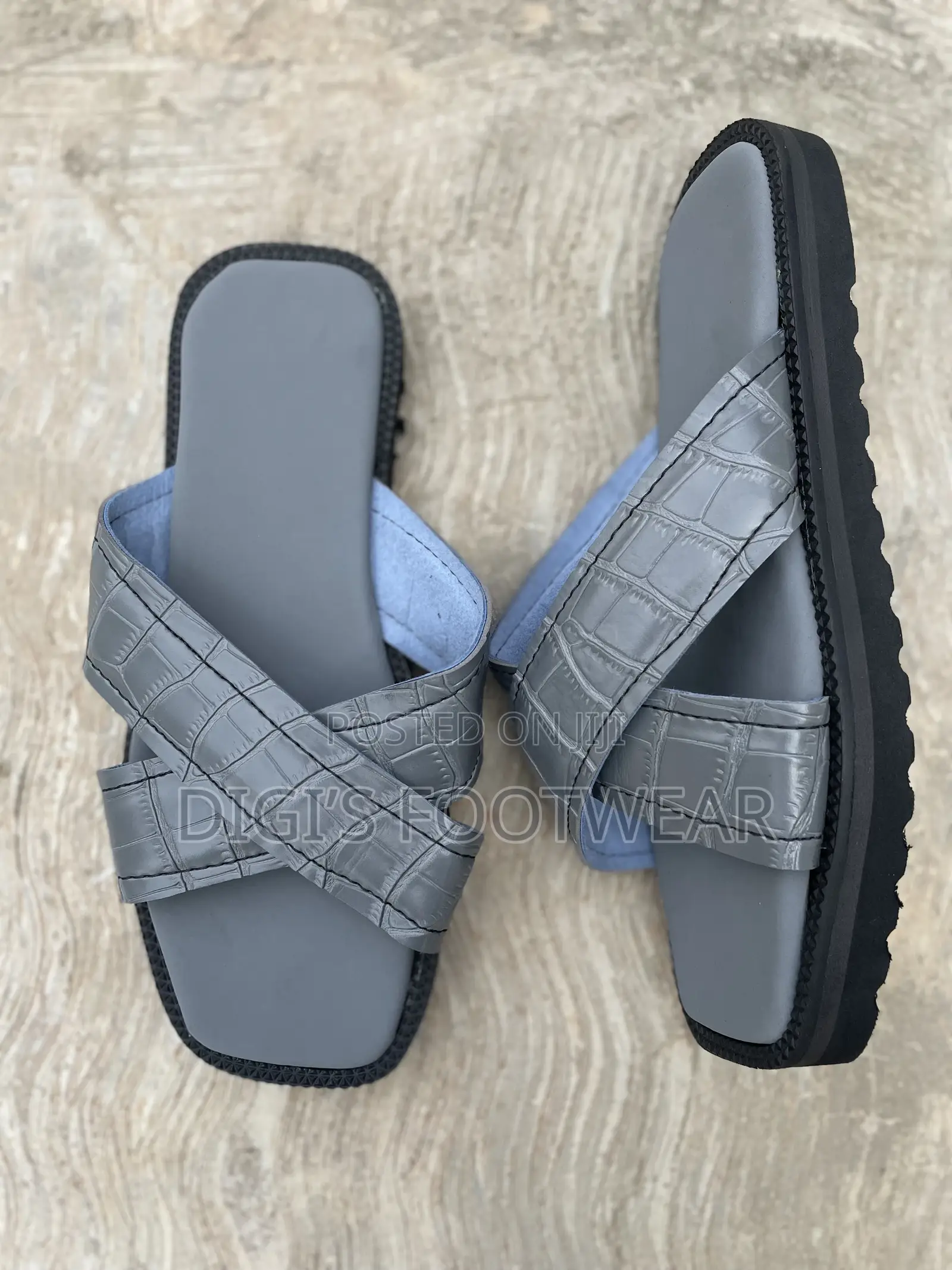 Ash Leather High Platform Chunk/ Slippers