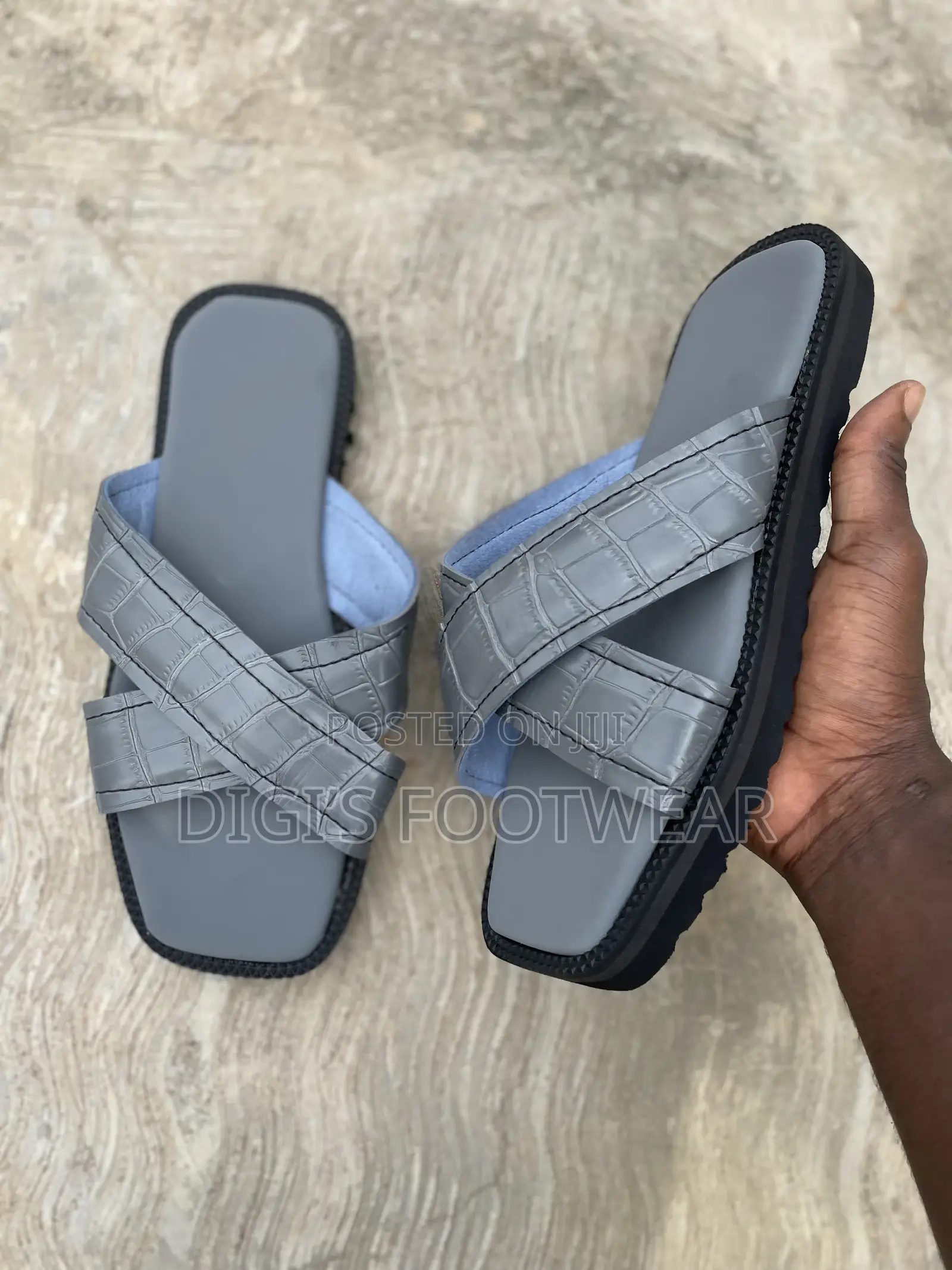 Ash Leather High Platform Chunk/ Slippers