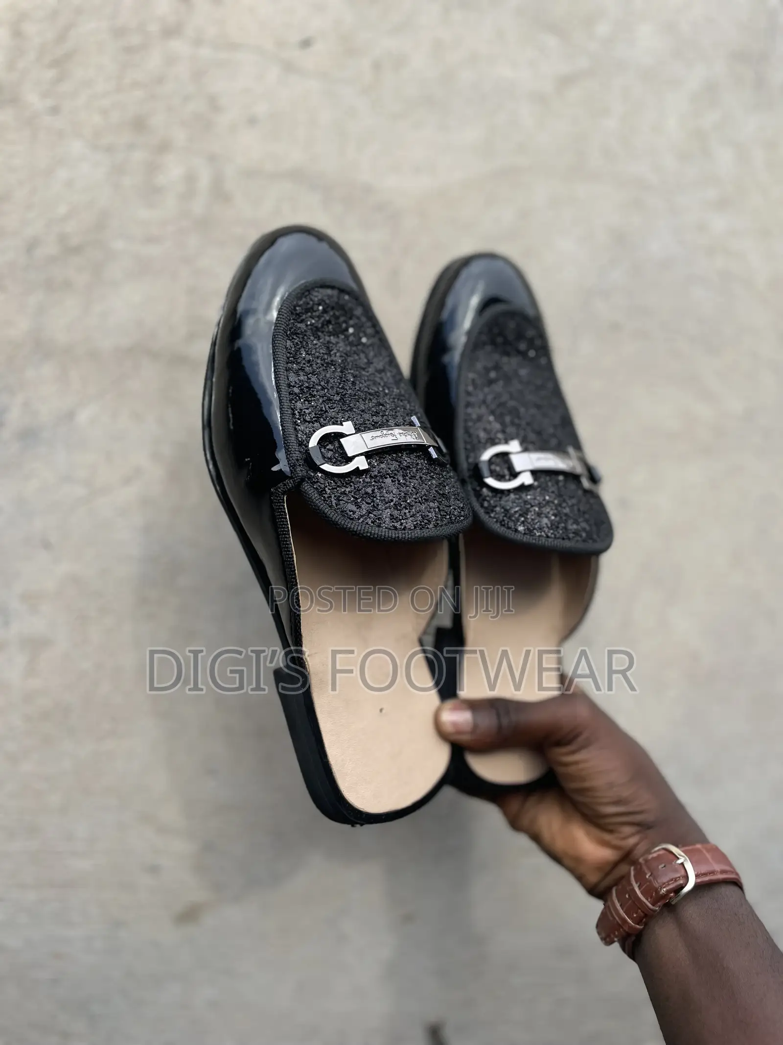 Black Accessorized Half Shoe