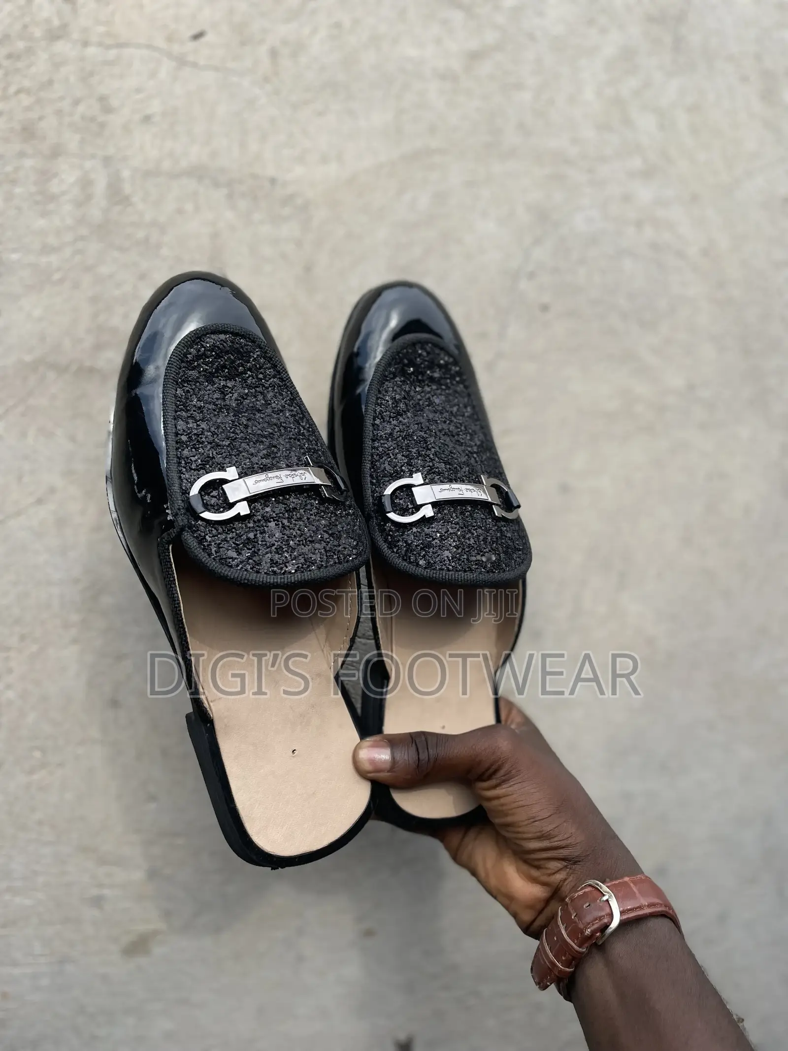 Black Accessorized Half Shoe