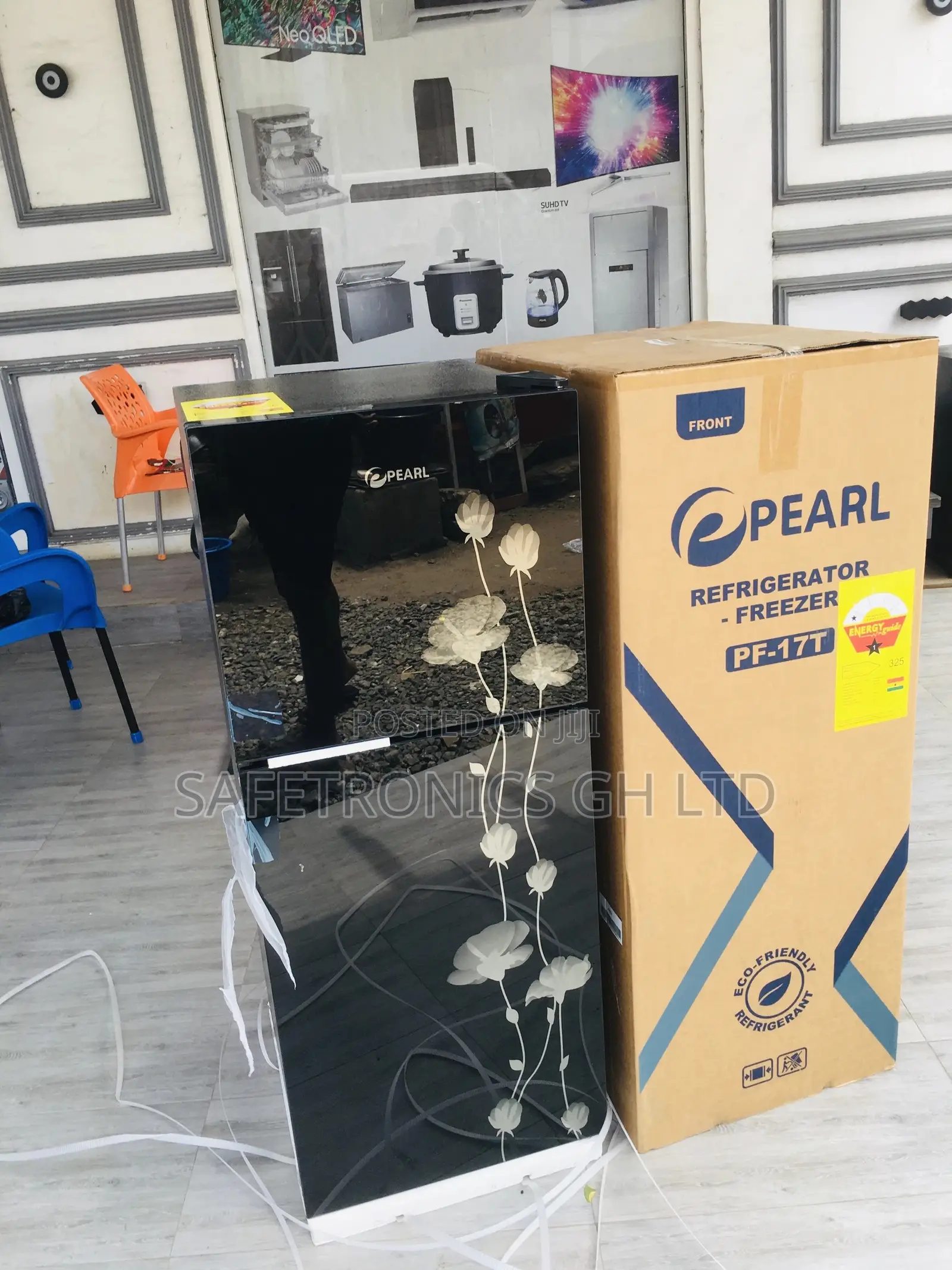Black Glass Topfreezer Pf-17t Doubledoor Fridge Pearl 