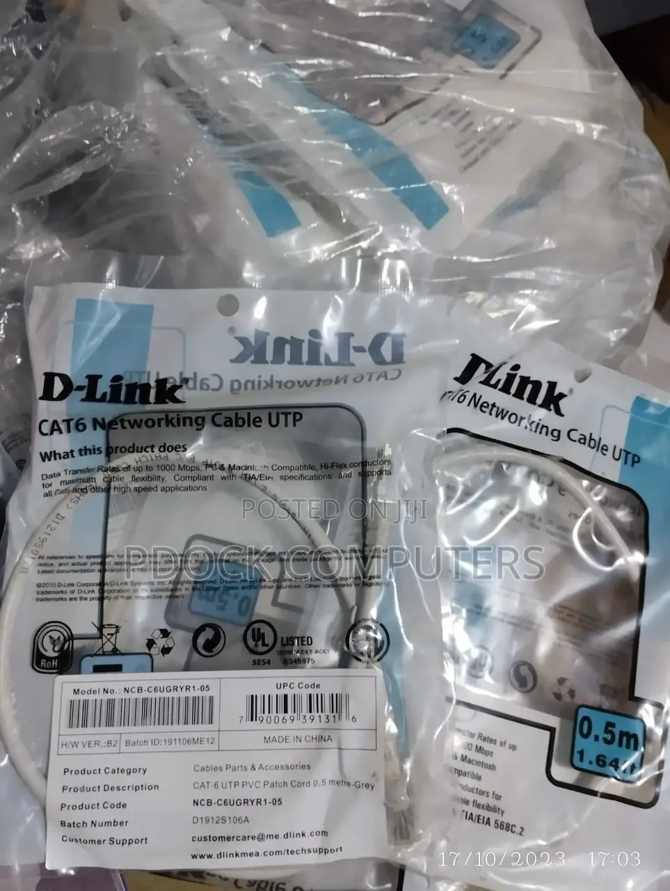 0.5M D-link UTP Cat6 Patch CABLE