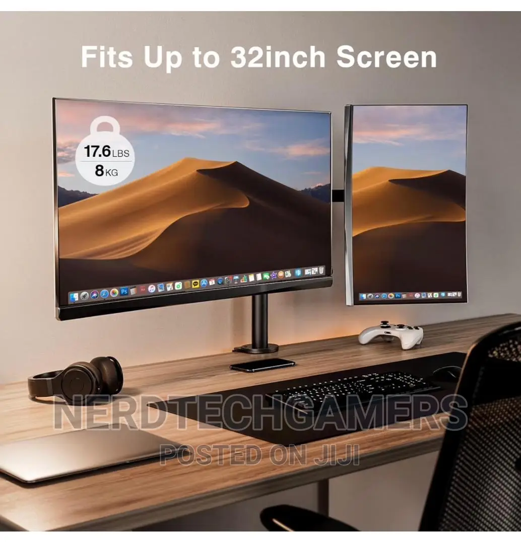 Ergear Dual Monitor Desk Mount, Fully Adjustable Dual