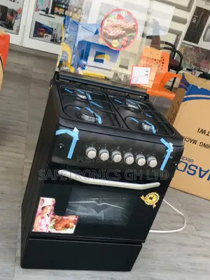 Ferre 4BURNER Gas Oven With Grill 60x60 Glass Lid Black
