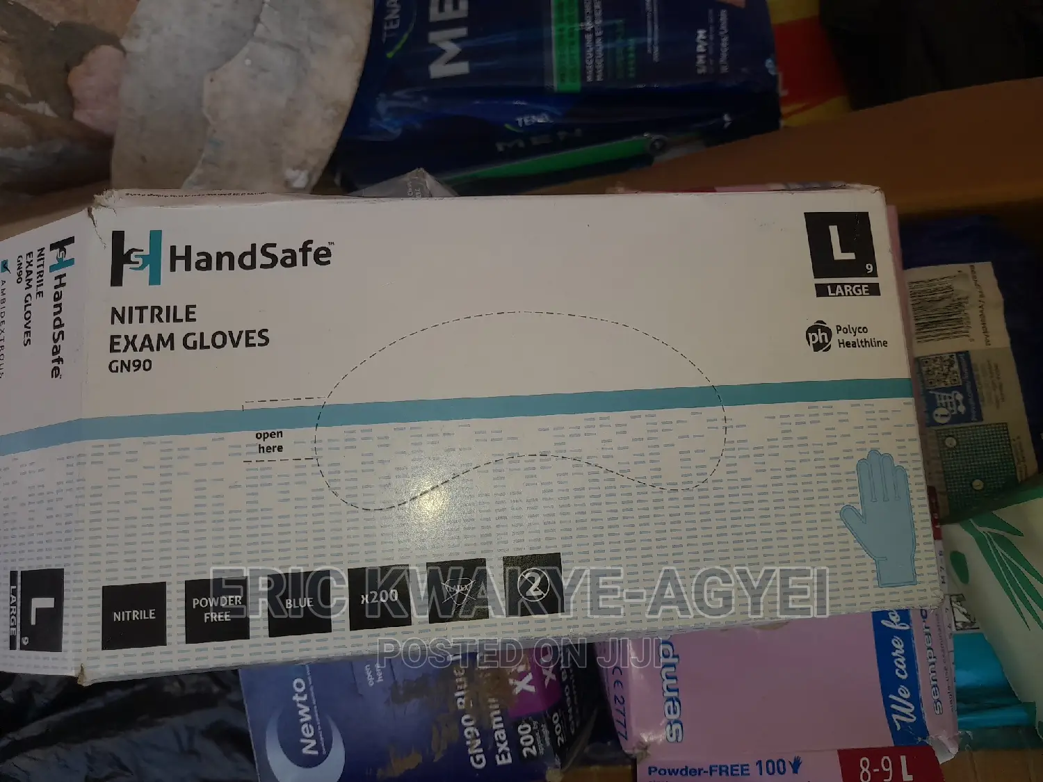 GN90 Hand Safe Blue Powder Free Nitrile Gloves - Stretchy