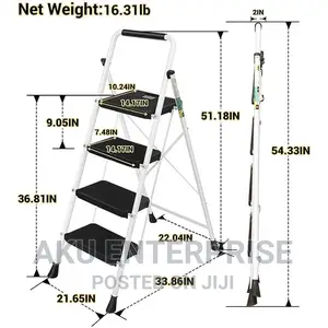 4 Step Ladder, Folding Stool, Step Stool With Wide Anti-slip