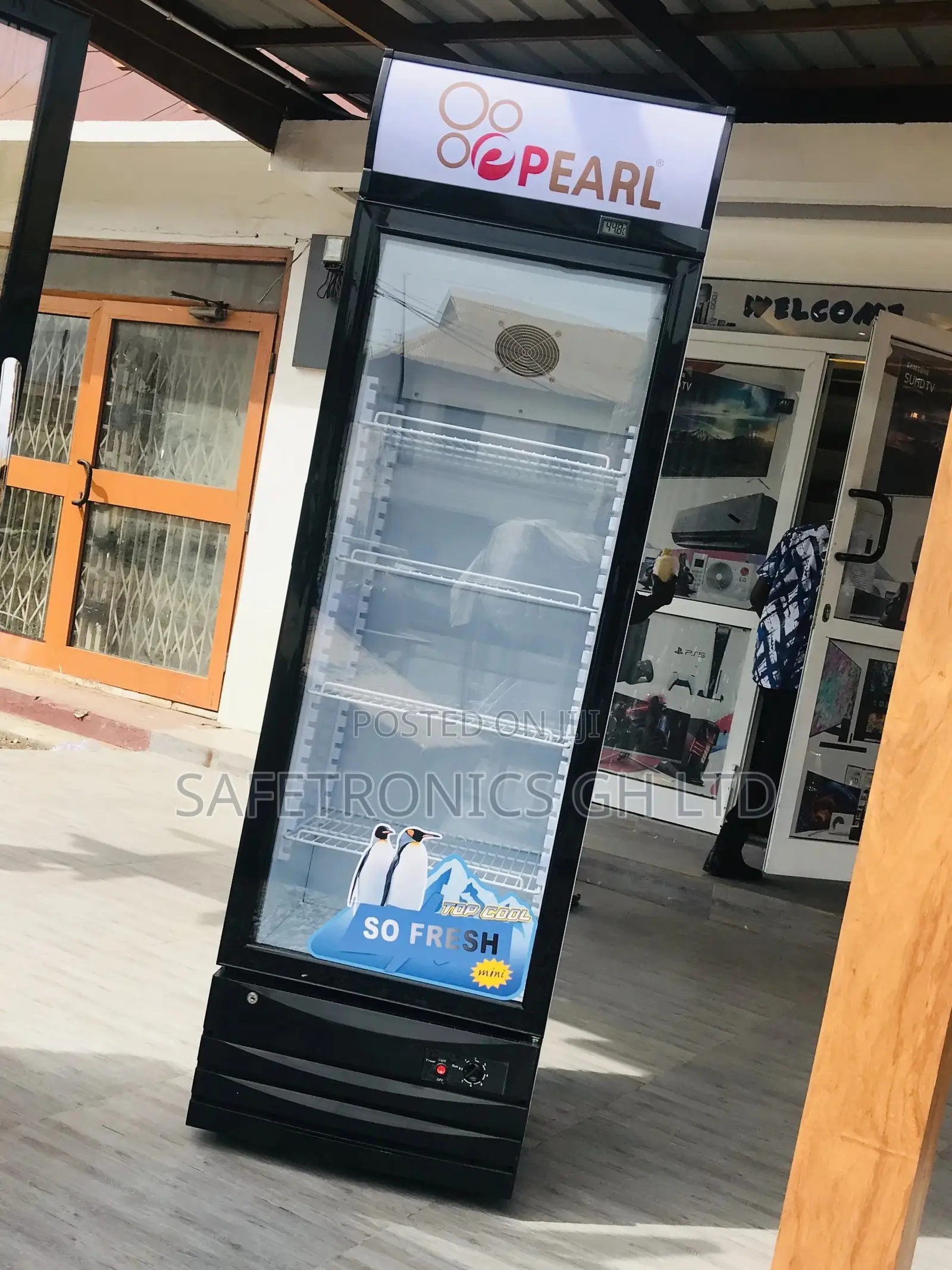 PVC-424-2b Singledoor Glass Display Pearl Fridge 