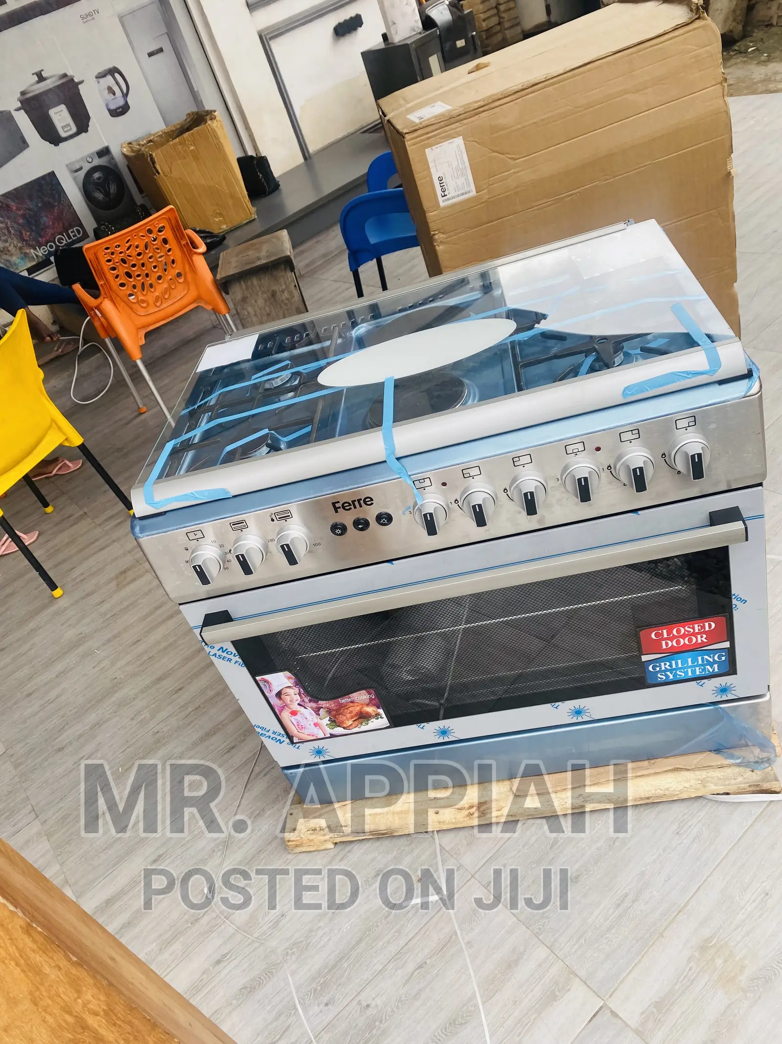 Long Lasting Ferre6 Gas Burner +Oven and Grill(Silver)60x90
