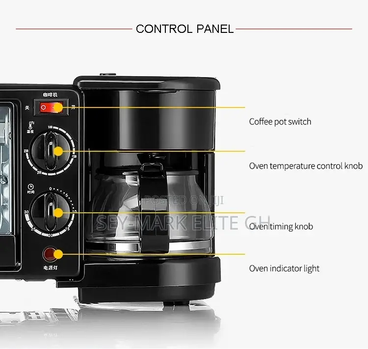 3 in 1 Toaster Fryer and Coffee Maker Electric Breakfast Mac