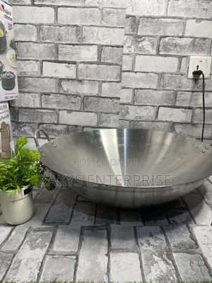 55cm Stainless Steel Wok Pan