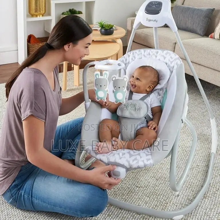 2-in-1 Vibrating Baby Swing and Rocker, Gray