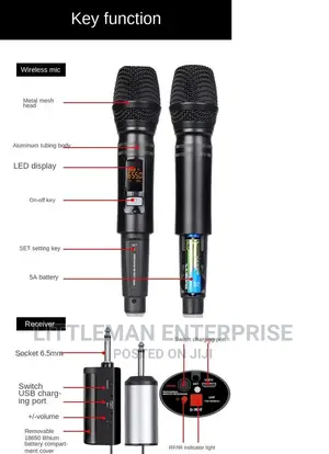 UHF Wireless Handheld Microphone With Portable Receiver