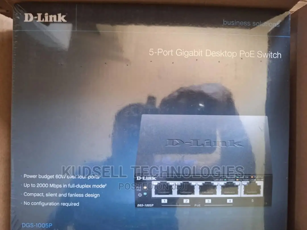 D-Link DGS-1005P
5- Port Gigabit Ethernet Poe Switch