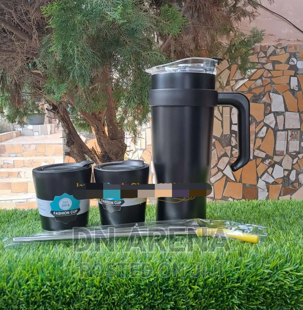 Stainless Steel Insulated Flask With 2 Cups and a Straw