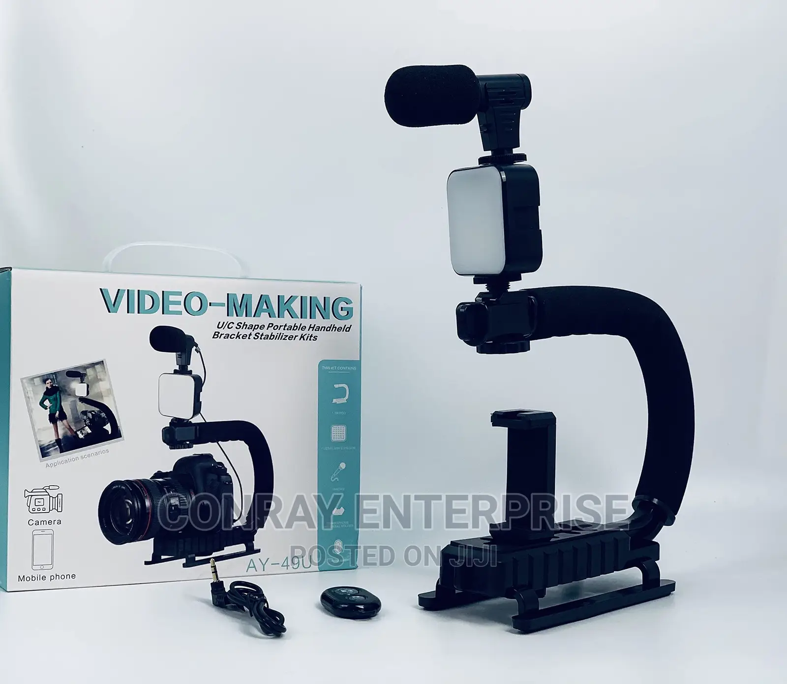 U Shape Video Making Kit With Microphone, Light and Remote.