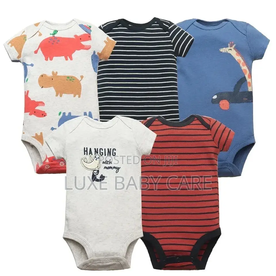 5 PCS Cotton Bodysuits for 3-6 Months Babies