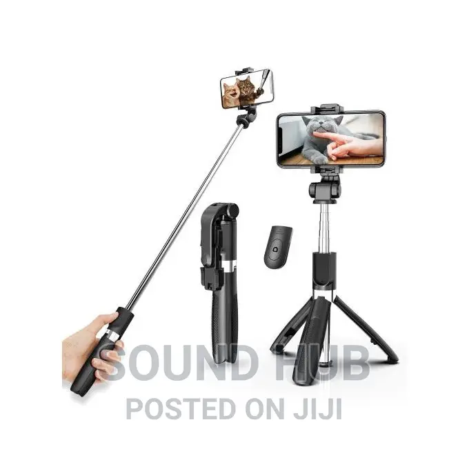 Selfie Stick Tripod With Fill Light + Shutter Remote - Black
