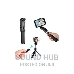 Selfie Stick Tripod With Fill Light + Shutter Remote - Black
