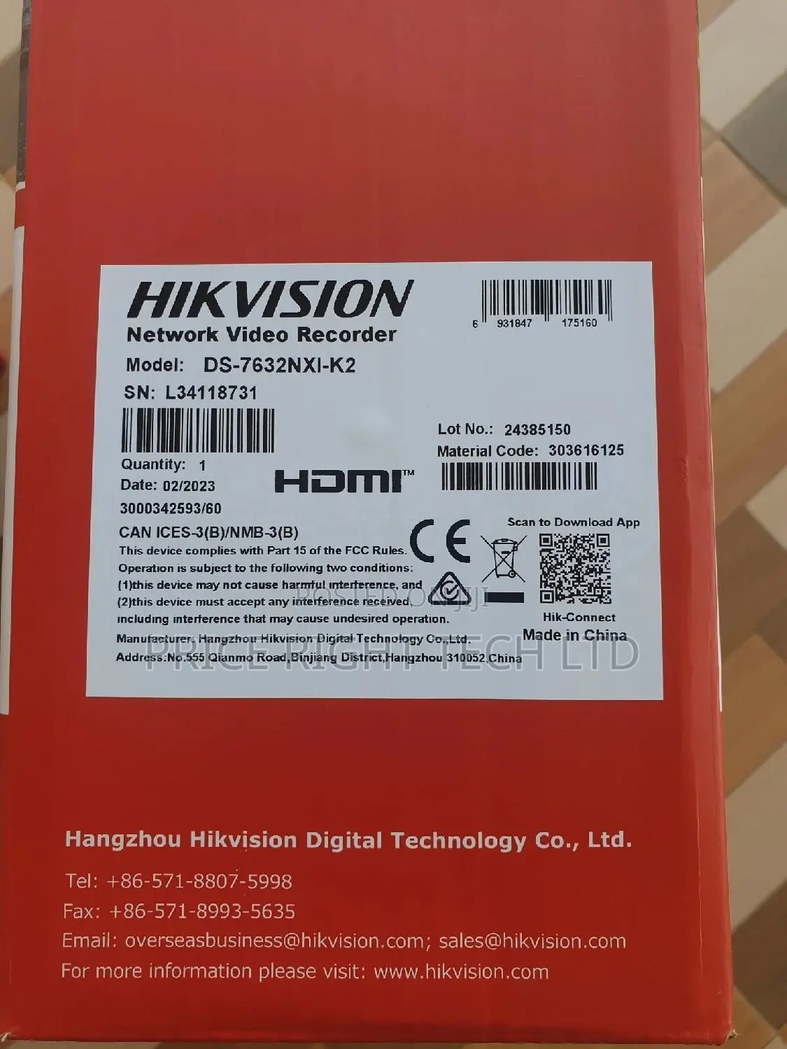 Hikvision Acusense 32 Channel With Poe NVR Ds-7632nxi-/16p L