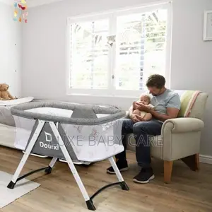 2-in-1 Stationary Rocking Bassinet, Portable Bedside Crib