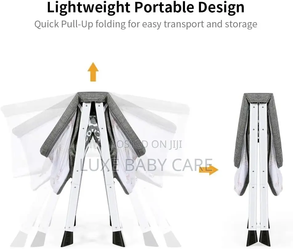 2-in-1 Stationary Rocking Bassinet, Portable Bedside Crib