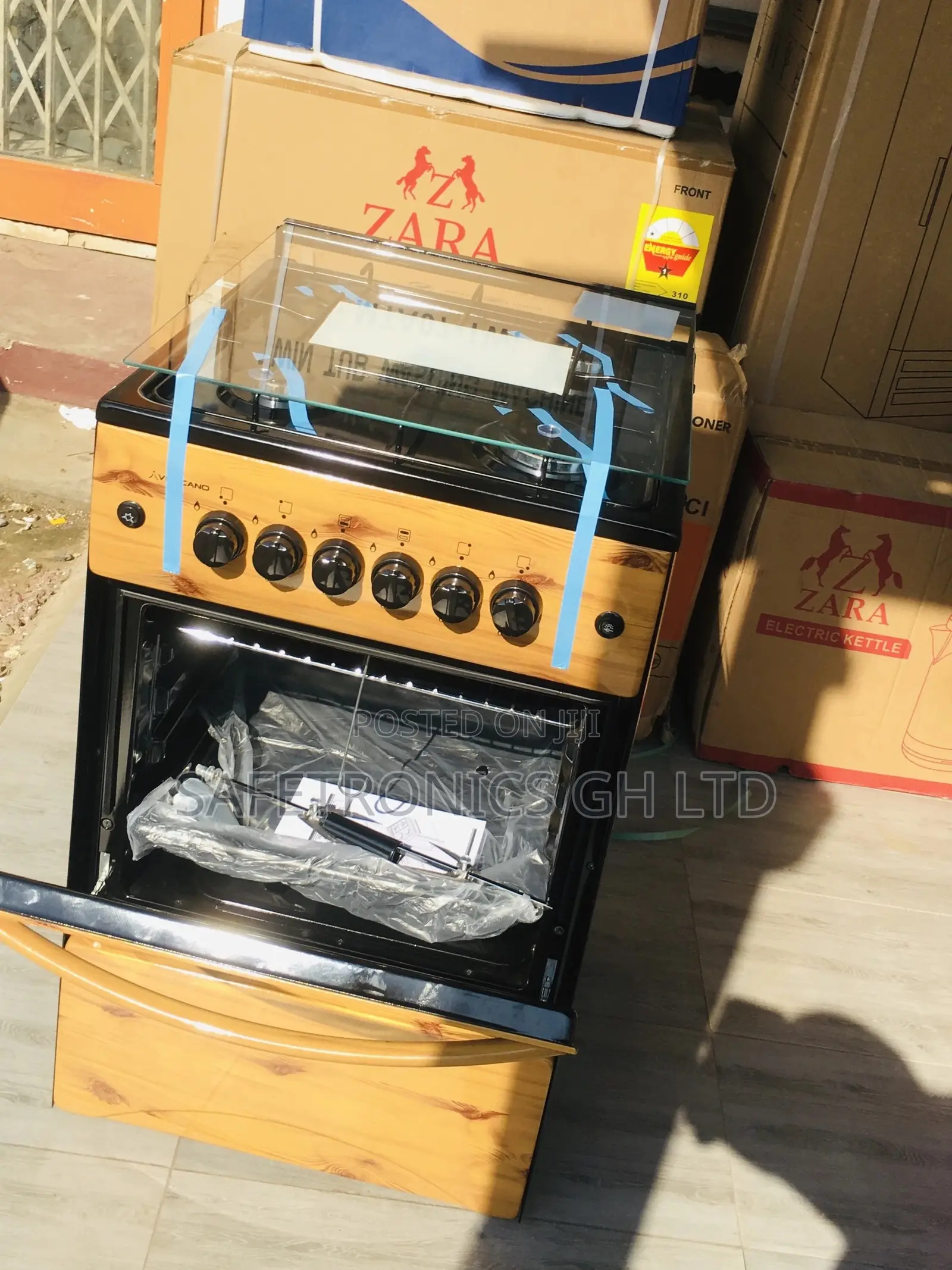 4 Gas Oven With Grill Light Wooden 50x50 Cooker Burner