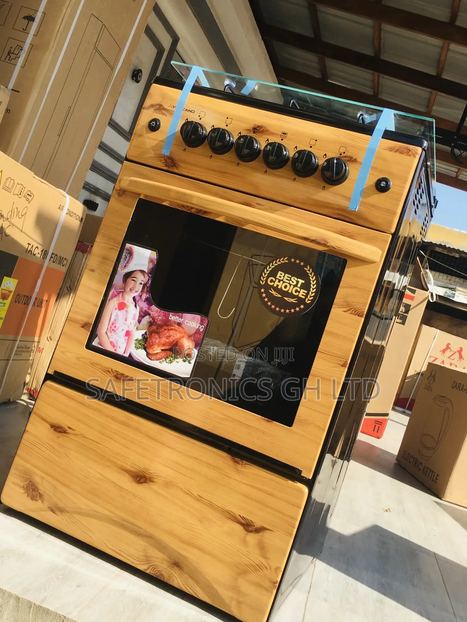  Oven With Grill Light Wooden 4 Gas Cooker Burner 50x50