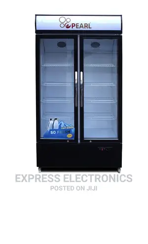 Double Door Display Fridge PVC 424-2B.Peael White