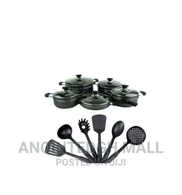 Amel 16 Pieces Non-Stick Cookware Set - Black