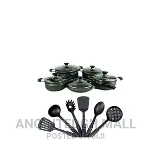 Amel 16 Pieces Non-Stick Cookware Set - Black