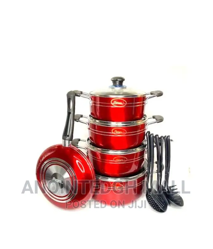 Amel 16 Pieces Non-Stick Cookware Set - Red