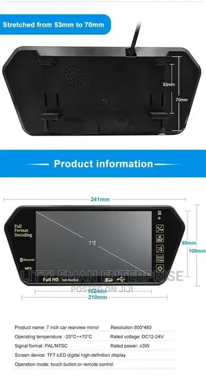 Car Mirror Mp5 Video Player