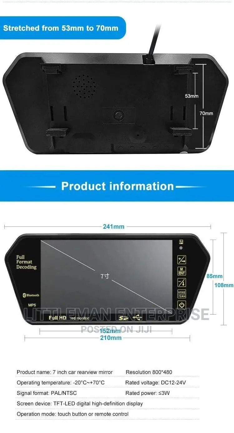 Car Mirror Mp5 Video Player