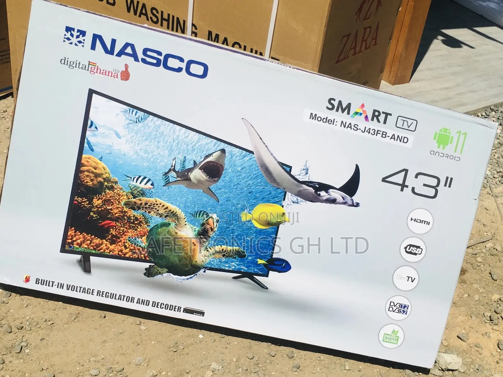 Nasco Smart 43 Inches LED Glossy Black Electric Tv 