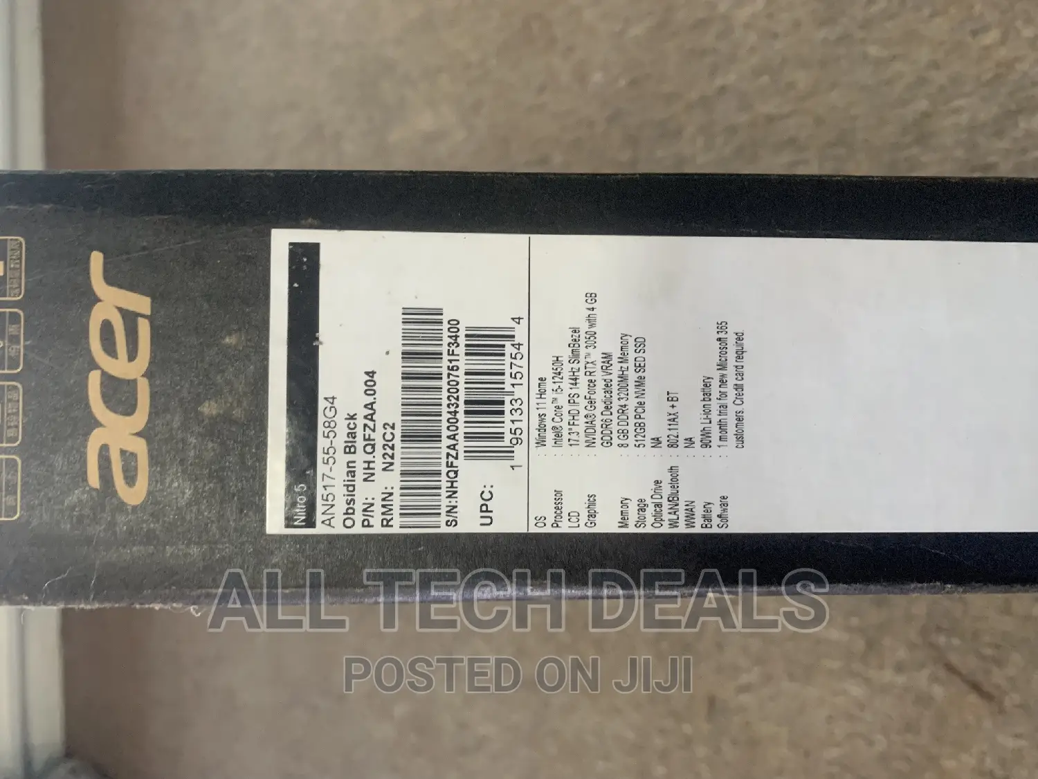 New Laptop Acer Nitro 5 8GB Intel Core i5 SSD 512GB