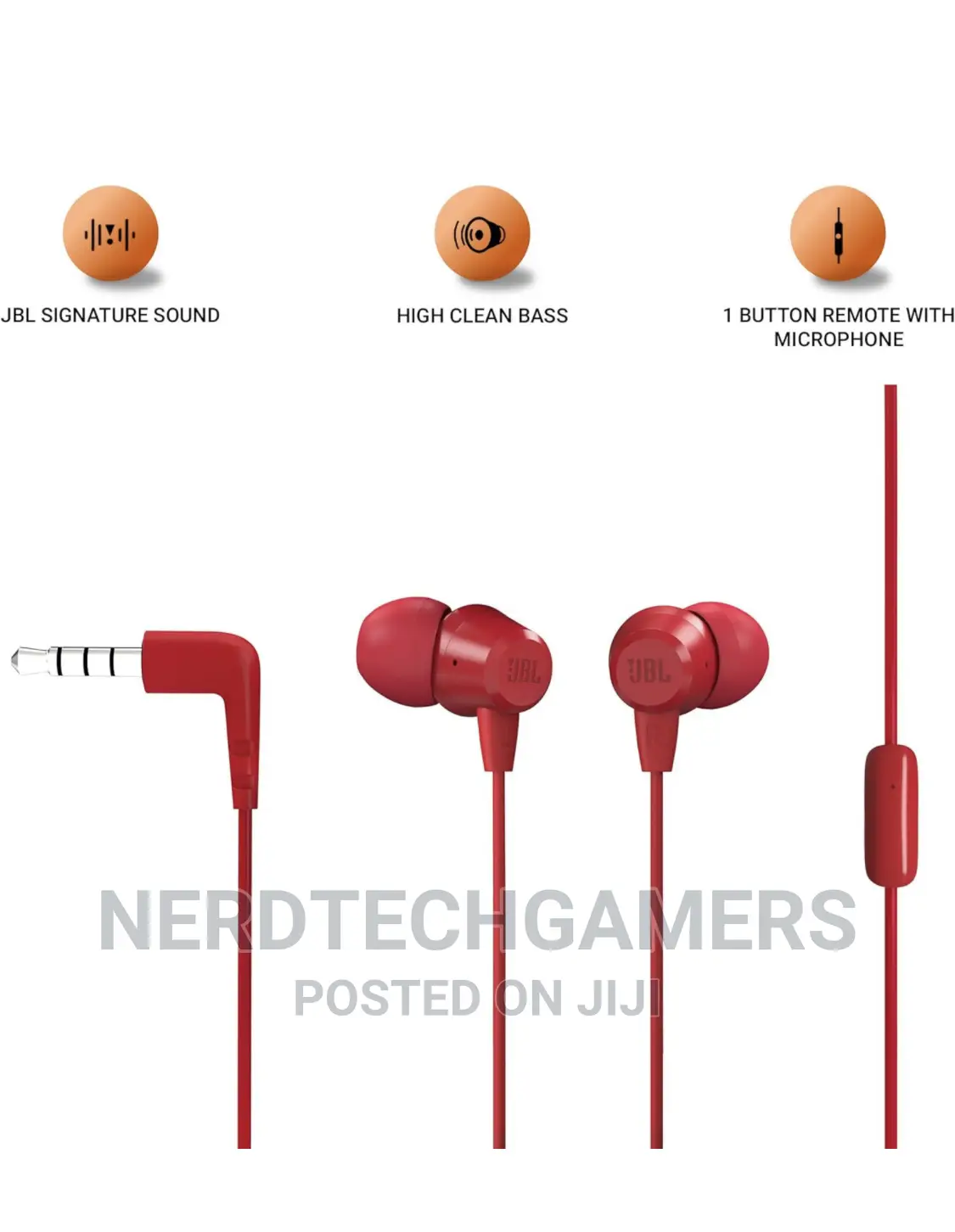 JBL T50HI in-Ear Wired Headphone With Noise Mic (Red)